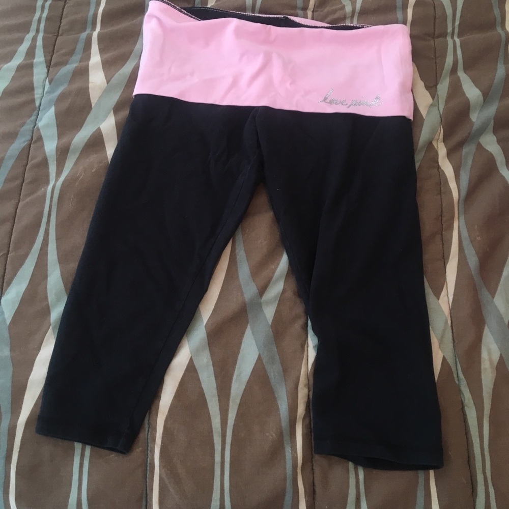 pink victoria’s secret leggings cropped pink